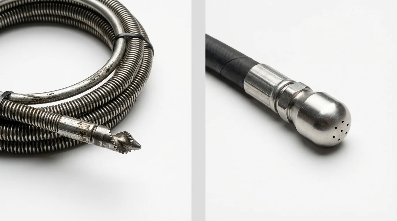 Drain snake cable and hydro jetting nozzle used for drain cleaning in Sabina, OH
