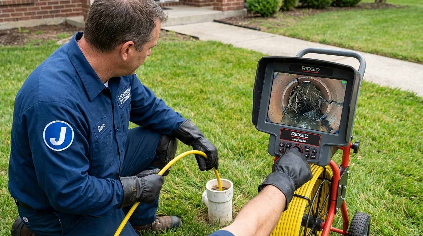 Sewer camera inspection being performed by Johns Plumbing LLC in Sabina